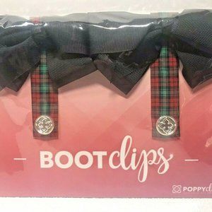 Poppy Clips Boot Clips – Black, Red & Green Tartan